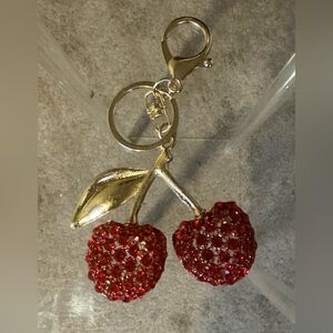 Red Crystal Cherry Keychain